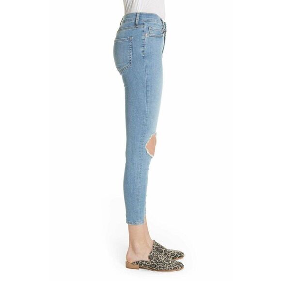 Free People High Rise Distressed Skinny Ankle Jeans 28 or 6 NEW - Picture 4 of 7